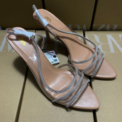 Zara Women's Rhinestone Vinyl High Heel Sandals - Elara Global